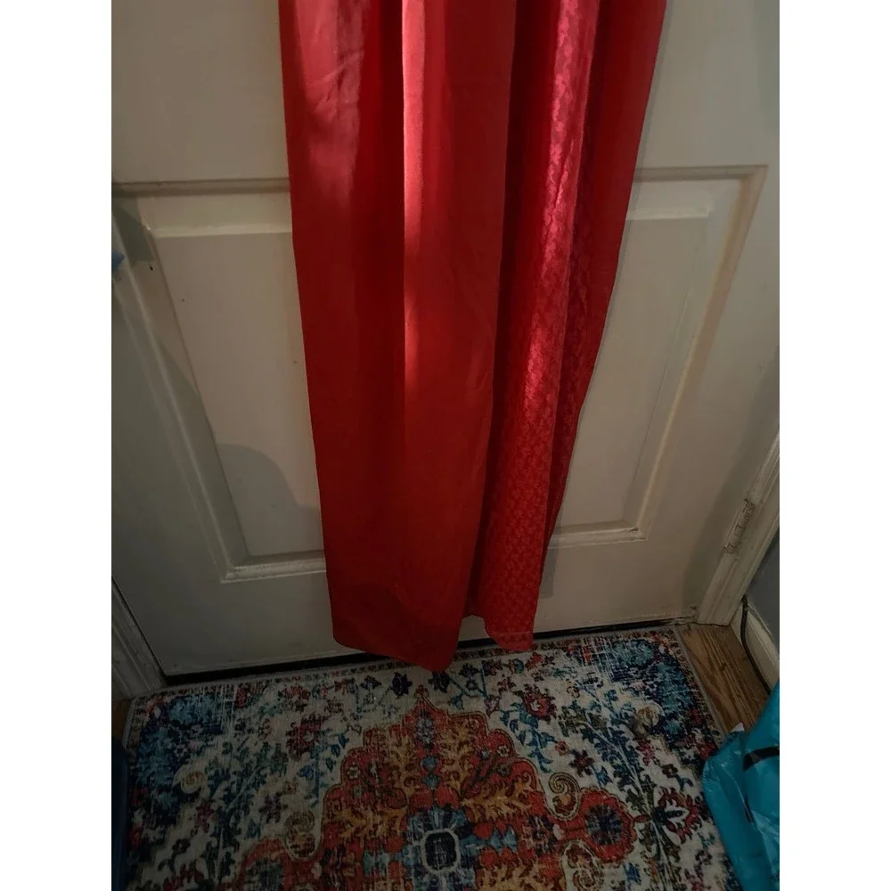 Vintage Med Undercover Wear Red Long Lace Silky Nylon Goddess Nightgown